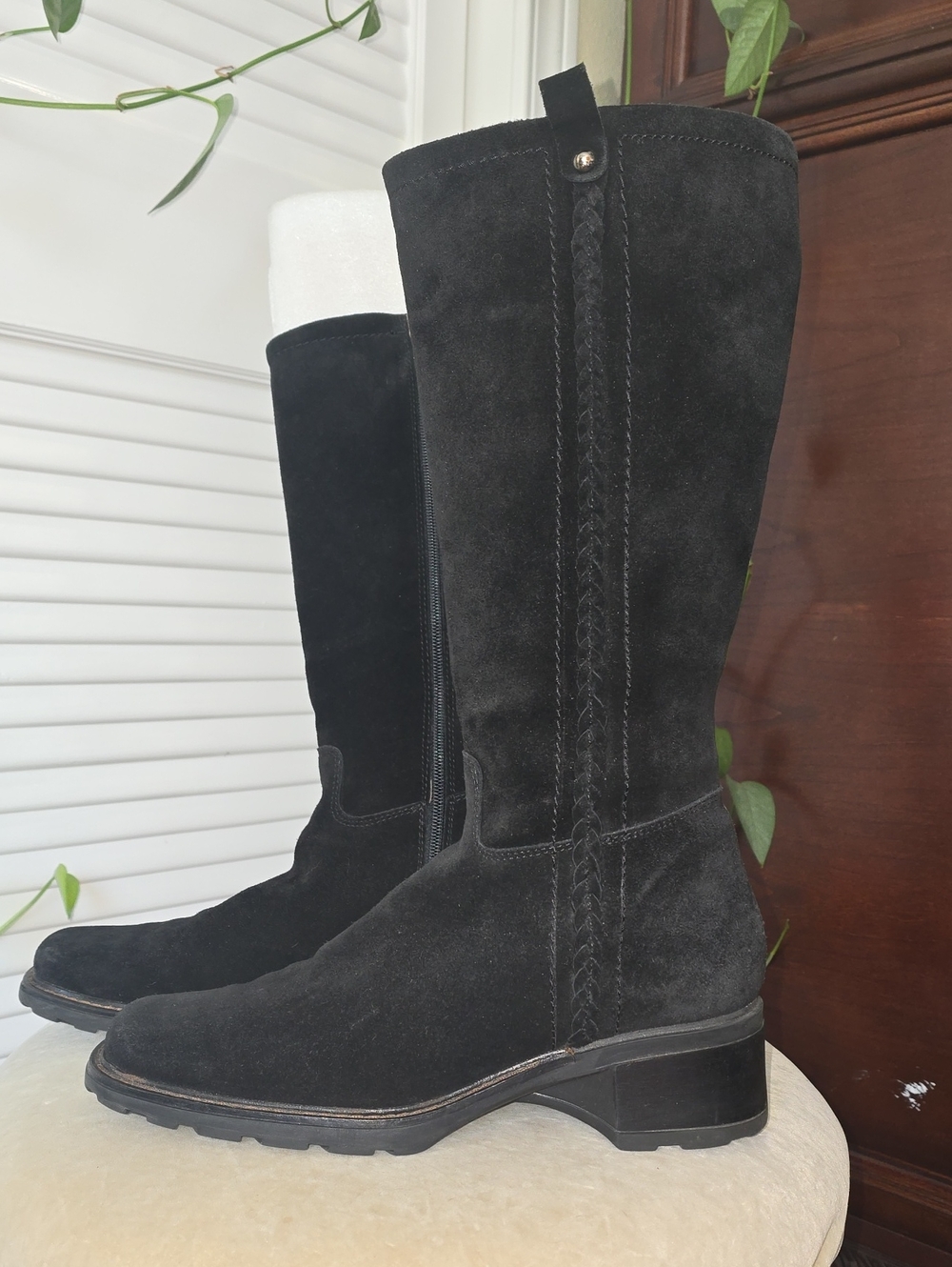 Aquatalia By Marvin K. Black Suede Weather Proof Knee High